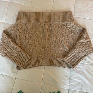 Express beige knot off the shoulder sweater size large